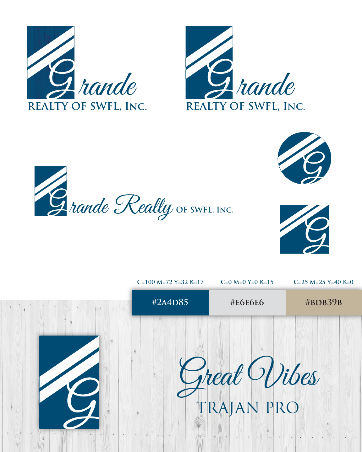 Grande Realty logo system, colors and typography